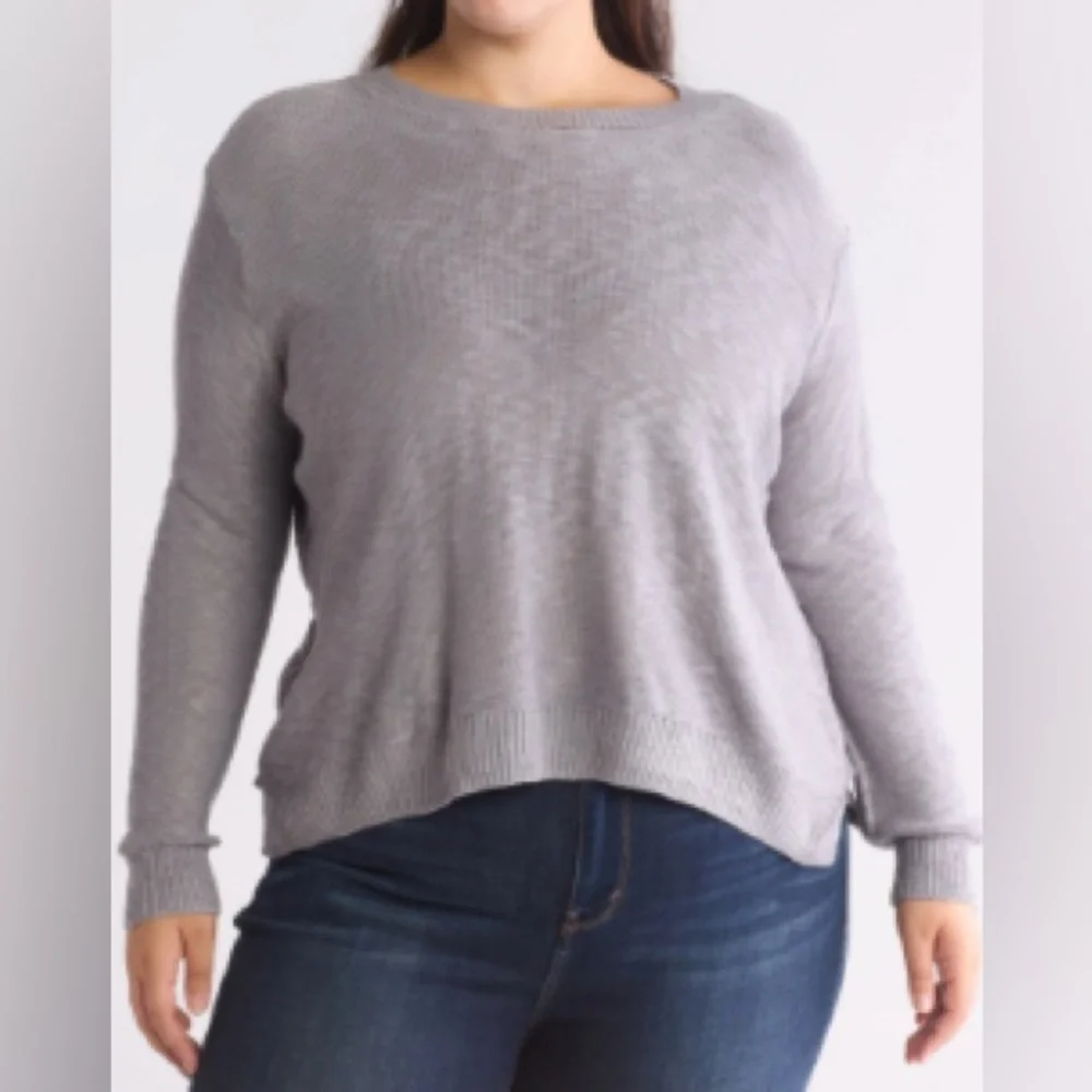 NWT [Vince Camuto] Drop Shoulder Long Sleeve Sweater in Carbon Womens Plus Sz 2x - Picture 2 of 6